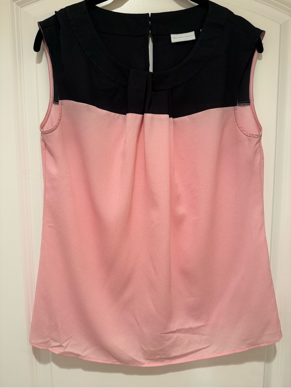 New York & Company Pink and Black Sleeveless Colorblock Camisole